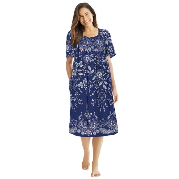 Only Necessities Plus Size Bib-Front Short Sleeve Short Lounger