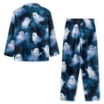 thumbnail image 3 of Xixirimido Halloween Ghosts Blue Pattern Mens Pajama Set Soft Button Down Pajamas Long Sleeve Pjs Sleepwear Loungear Comfy Sleep Sets with Pockets, Large, 3 of 4