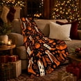 thumbnail image 3 of Western Fall autumn celebration Cowgirl Boots Pumpkins Stars Cheerful, Warm Flannel Blanket for Living Room and Reading Nook, Festive autumn celebration Scene, Art Lovers autumn celebration Gift, 3 of 9