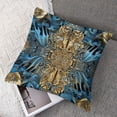 thumbnail image 7 of Acheng Gold and Blue Abstract Art Short Plush Pillowcase Set of 2 White, 7 of 7
