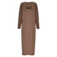 thumbnail image 2 of Gibobby Vestido casual de punto para mujer Vestido largo suelto informal de manga larga con capucha y estampado floral para mujer para primavera y otoño(Café,G), 2 of 5