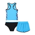 thumbnail image 4 of iiniim Kids Girls Floral Splice 3 Pcs Athletic Swimsuit Top+Brief+Bottoms Surfing Rash Guard Set 4-16 Blue Halo 12, 4 of 7