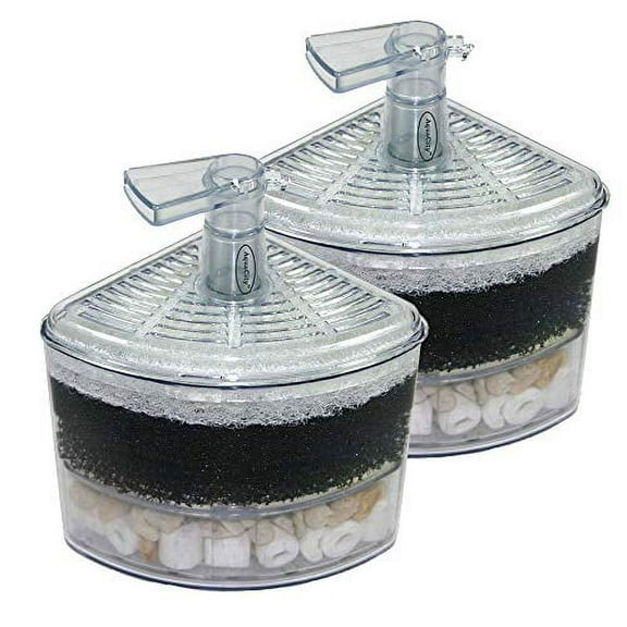 Aquapapa Corner Filter Air Driven Bio Sponge Ceramic for Fry Shrimp Nano Fish Tank Aquarium XY-2008 (Ship from CA USA) (2-Pack)