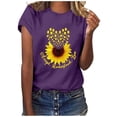 thumbnail image 2 of Women's Short Sleeve T-Shirt WCJM Women's Acrylic T-Shirt Purple Plus Size Sunflower Print Short Sleeve T-Shirt For Women Casual Daily Wear, 2 of 6