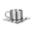 thumbnail image 3 of Juego de tazas de café de acero inoxidable, taza de café con platillo, taza de espresso portátil reutilizable, aislada para viajes, oficina, hogar,, 3 of 8