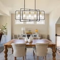 thumbnail image 3 of bokifol 5-Light Black Gold Farmhouse Chandelier Rectangle Ceiling Fixture for Dining Room, 3 of 9