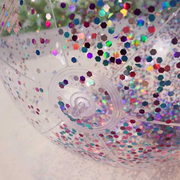 Clear Sports Beach Balls with Rainbow Sequin Glitter & Confetti - Summer Beach Pool Party Toy Volleyball Soccer Game & More 5 pcs