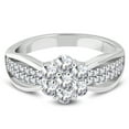 thumbnail image 2 of 925 Sterling Silver White Clear CZ Flower Floral Engagement Ring Band, 2 of 2