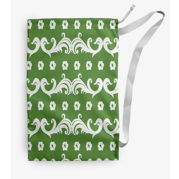 Simply Daisy Floral Flourish Pattern 28 x 36 inch Green Laundry Bag