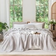 thumbnail image 3 of MooMee Throw Blanket 100% Cotton 4-Layer Gauze All-Around Fringe Ultra-Soft Breathable Lightweight (Light Grey, Queen 90" x 90"), 3 of 8