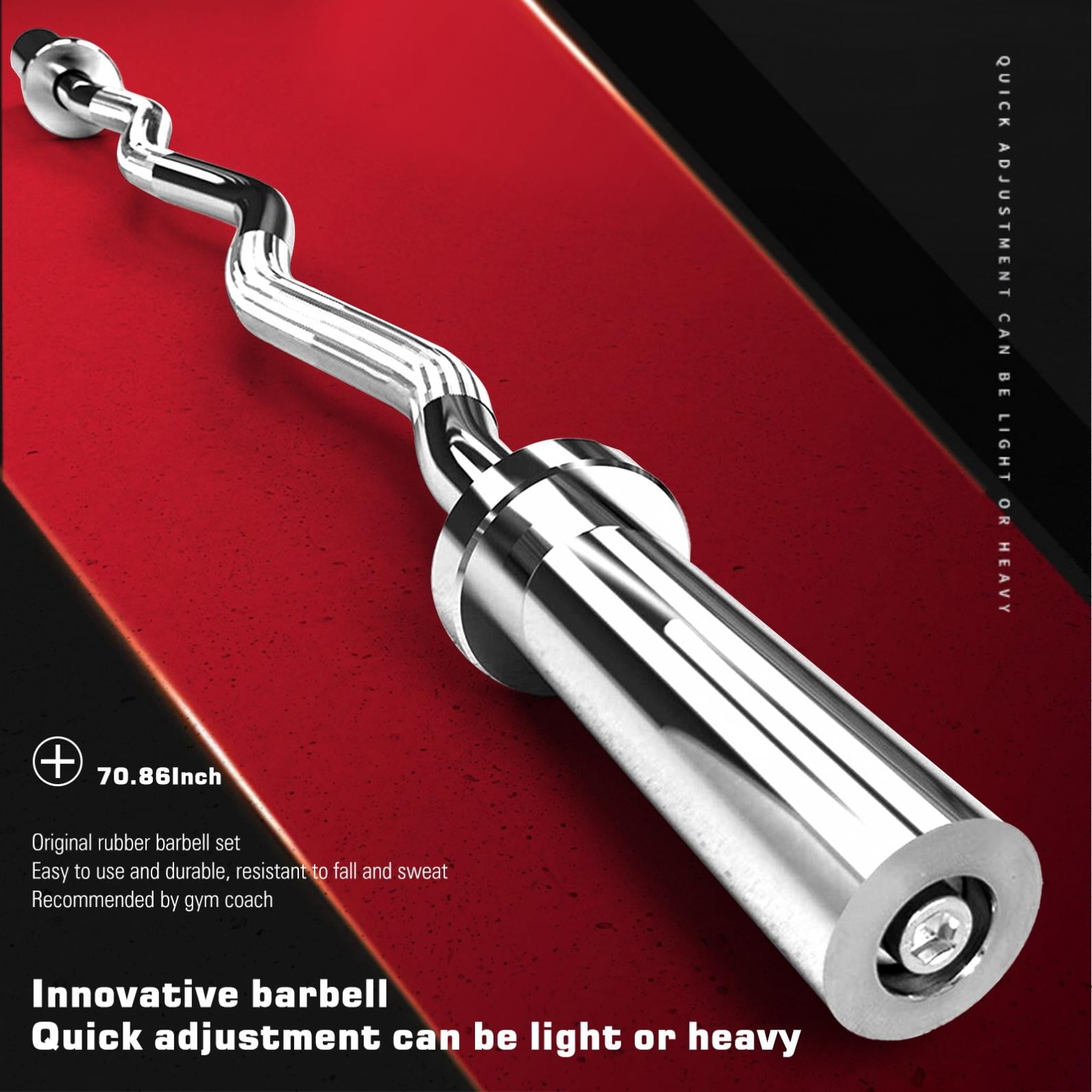 Sunvit 6Ft Ez Curl Bar,Barbell Weight Bar for Strength Training