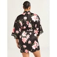 thumbnail image 3 of Joyspun Women’s Lace Trim Satin Robe, Sizes S-3X, 3 of 4