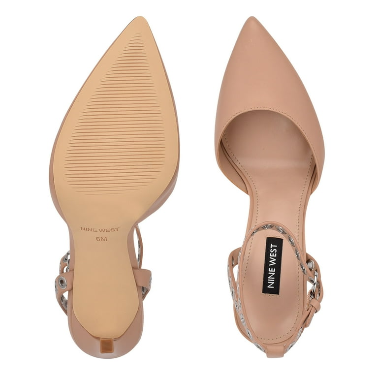 Nine West Timia Barely Nude Leather Ankle Strap Pointed Toe Stiletto Dress Pumps Barely Nude Leather 10 Walmart