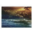 thumbnail image 1 of Nature Cutting Board, Thunderstorm Themed Rays over the Ocean Waves Wild Forces in the Air Print, Decorative Tempered Glass Cutting and Serving Board, Large Size, Orange and Blue, by Ambesonne, 1 of 1