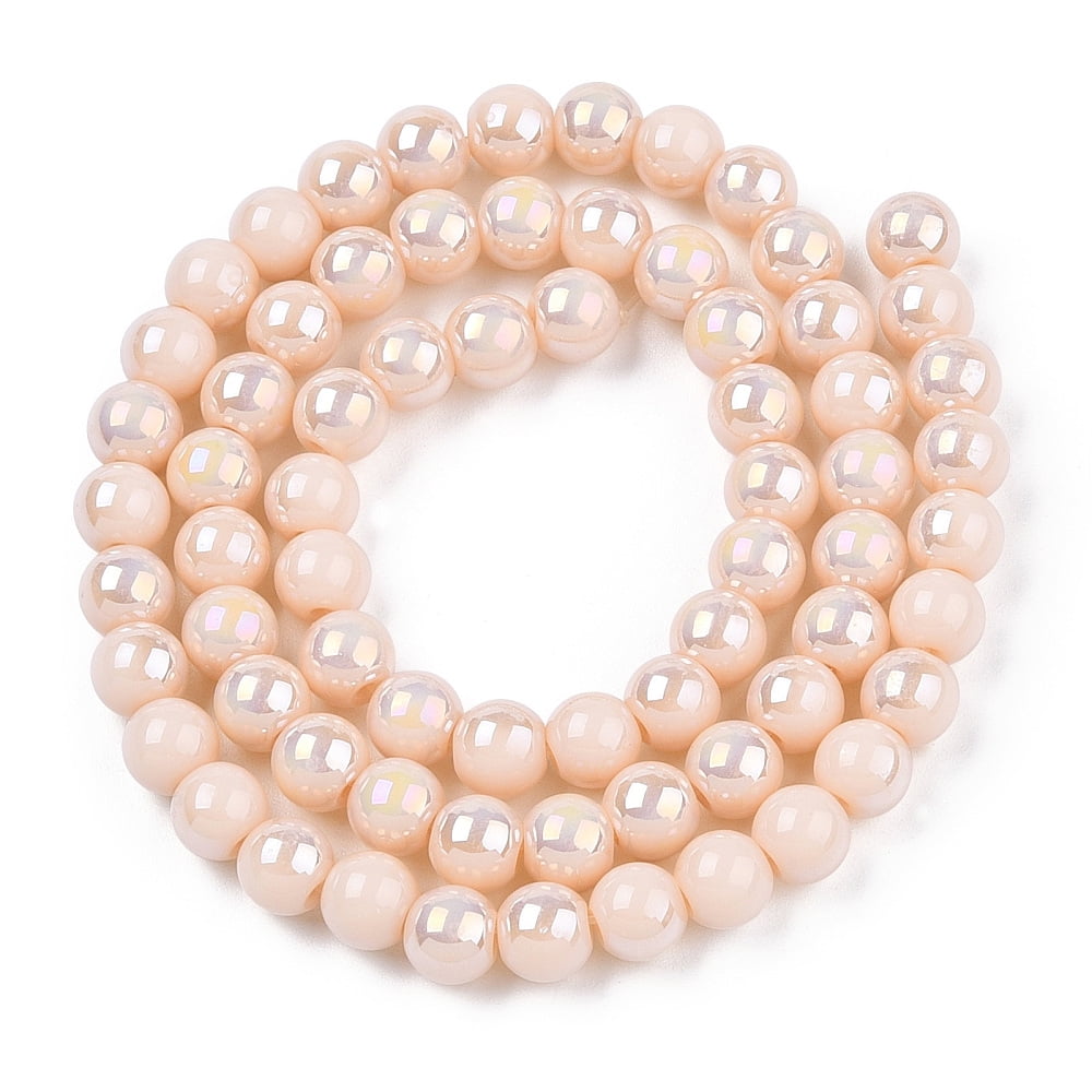 20strands Electroplate Opaque Glass Beads Strands AB color Round PeachPuff 6~6.5mm Hole: 1.4mm about 67~70pcs/strand 14.76 inch~15.16 inch(37.5~38.5cm)