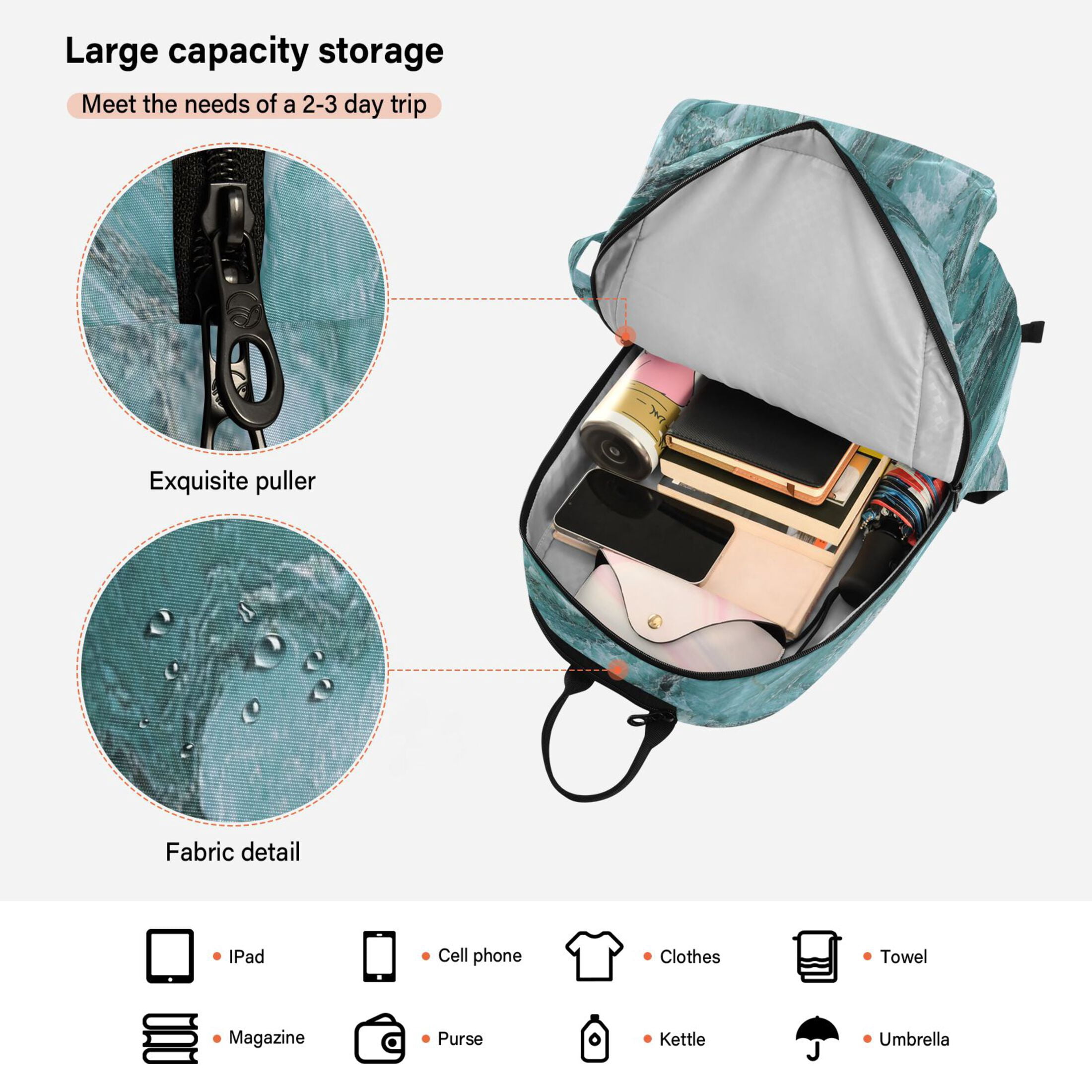2 Racquet Holder Tennis Backpack Tennis Racket Covers Gym Bags Blue Green Marble Grain