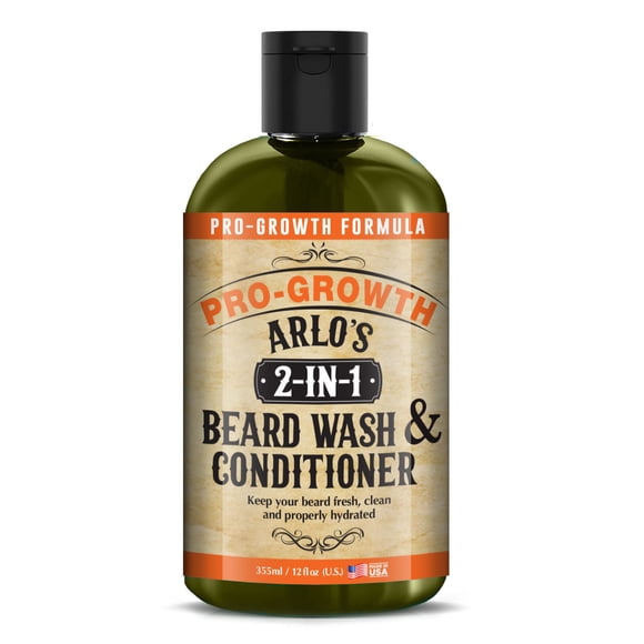 Arlo's Lavado y acondicionador para barba 2 en 1, 12 oz. - Fórmula Pro Crecimiento
