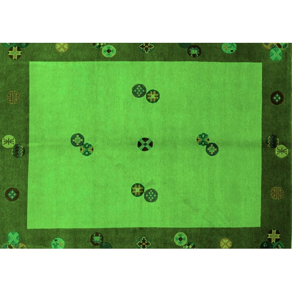 Ahgly Company Indoor Rectangle Abstract Green Modern Area Rugs, 6' x 9'