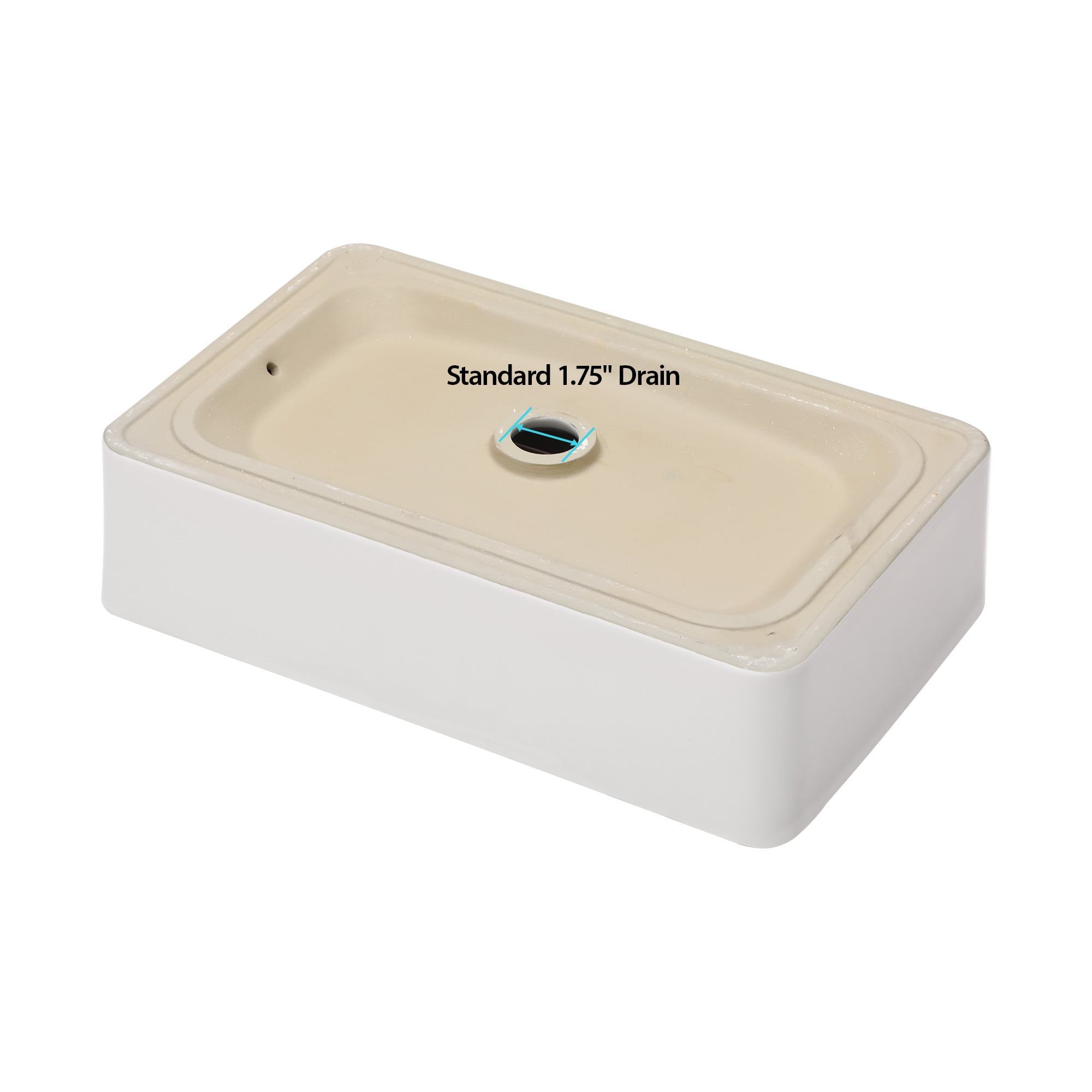 21"×14"×5.5" White Ceramic Rectangular Countertop Bathroom Sink