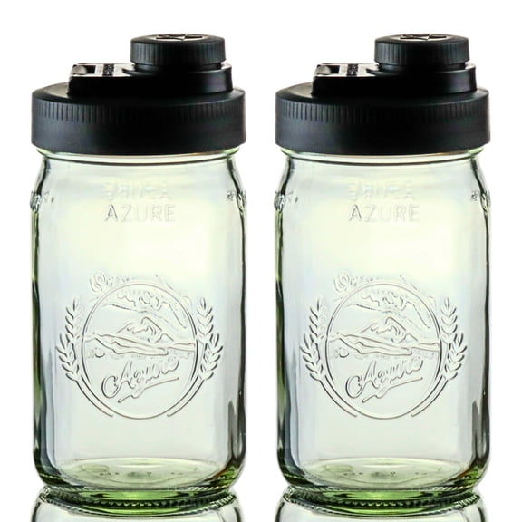 Brewing America Azure Standard Mason Jars 32 oz Wide Mouth Black Glass Mason Drinking Jars with Lid Set of 2