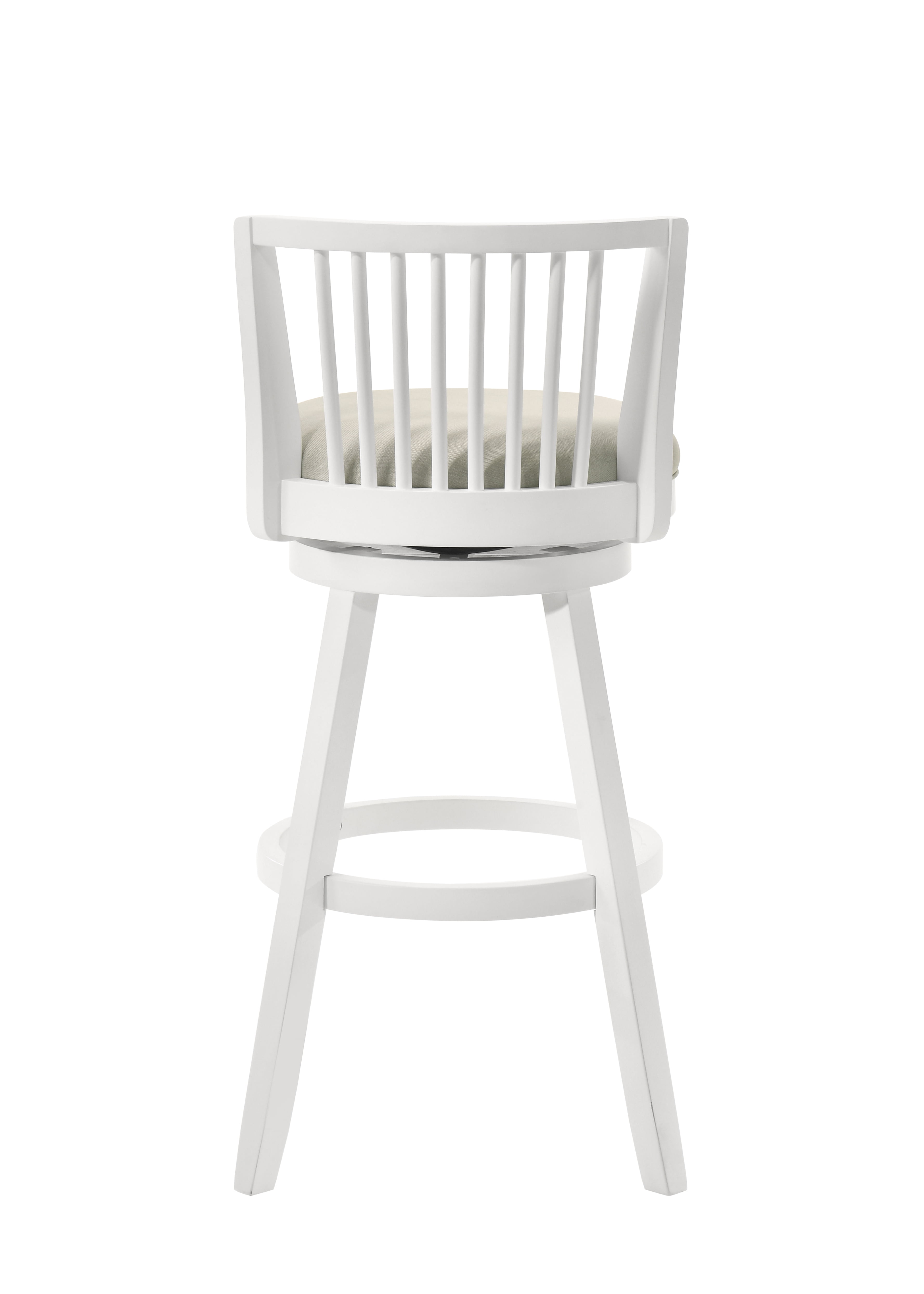 Harper 30 in. Matte White Bar Height Rubberwood Swivel Barstool with Fog Fabric Seat - Set of 2