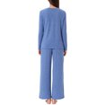 thumbnail image 3 of Pijamas de mujer Inspire Chic, conjuntos de pijama de manga corta con botones y pantalones, color azul, 3 of 6