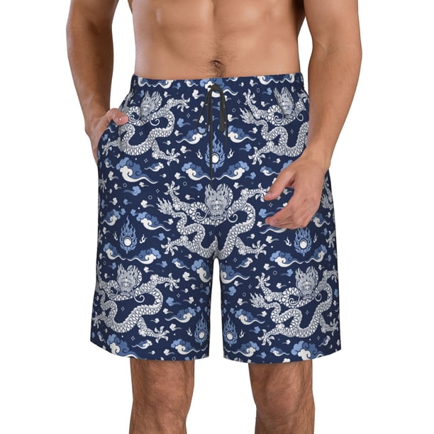 Fotbe Dragon Trajes de Baño Estampados para Hombre, Shorts de Verano de Secado Rápido, Ropa de Playa, Bañadores-Medium