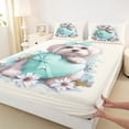 thumbnail image 4 of Homewish Pet Maltese Queen Sheets,Daisy Flower Queen Sheet Sets,Green,4pcs,1 Flat Sheet, 1 Fitted Sheet and 2 Pillowcases, 4 of 6