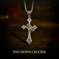 thumbnail image 2 of Tilga 925 Sterling Silver Crown Cross Necklace For Men - Retro Crucifix Of Thorns Pendant, Jesus Christ Cross Chain With Diadem, Faith Cross Jewelry, Vintage Cross Necklace For Women, 2 of 6