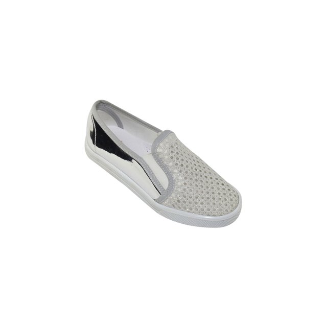 MOCASINES CASUALES KINDER PLATA TEXTIL CHAROL NIÑA 8259 Leon 8259-p