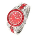 thumbnail image 3 of Watch on and Bust Down The Wrist with Lotta of The Whitest and Colorful Crysal Clear Flawless Baquettes! Newest Bling'ed Out Charles Raymond Timepiece - ST10377S Blood Red, 3 of 3