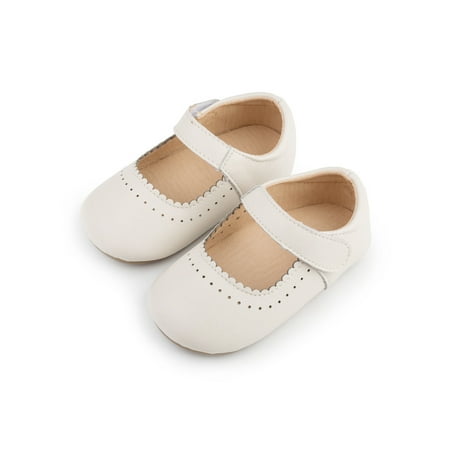 

Ritualay Kids Dress Shoes Comfort Mary Jane Magic Tape Flats Hollow Out Cute Princess Shoe Girls Girl School Beige-H 8C
