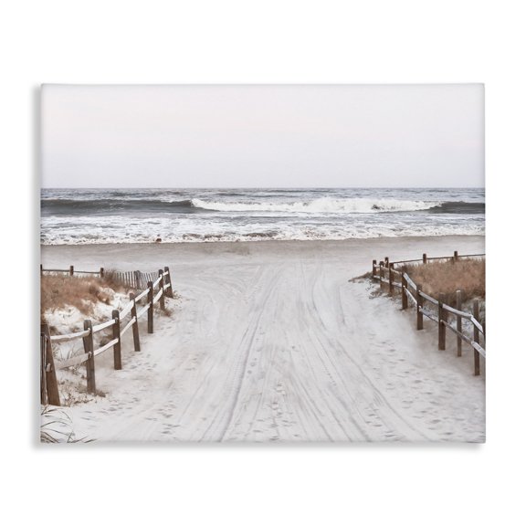 Stupell Industries Transitional Beach Waves Splashing Shoreline Foggy Horizon Sand Canvas Art, 20 x 16, by Natalie Carpentieri