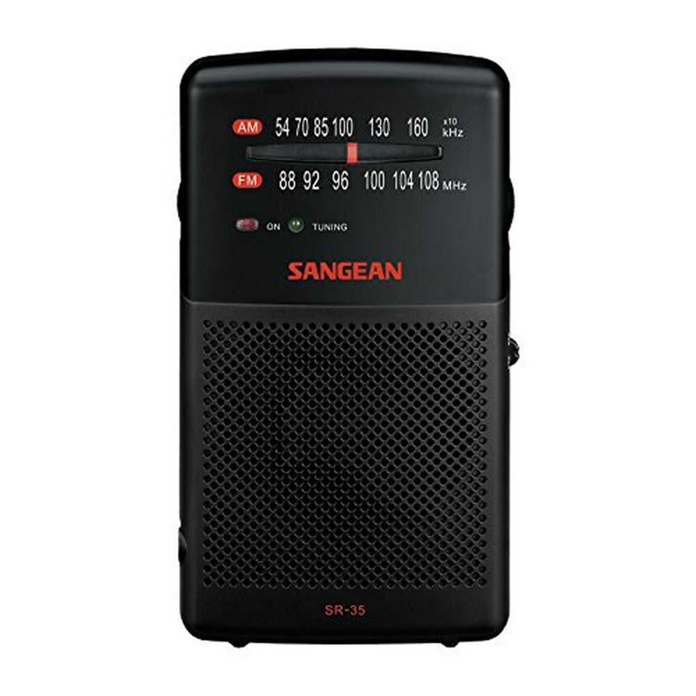 Sangean SR35 AM/FM Pocket Analog Radio, Black