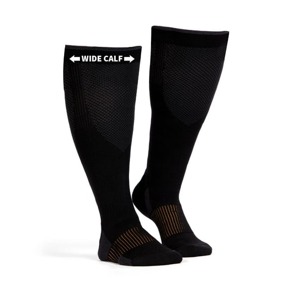 Copper Fit Chaussettes de Compression à Grand Mollet Gradué pour Hommes et Femmes, Faciles à Enfiler, Faciles à Enlever, pour Circulation et Soulagement des Gonflements