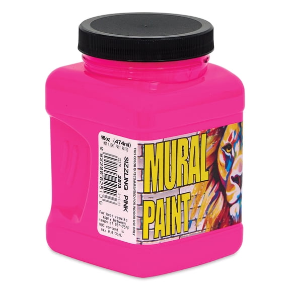 Chroma Acrylic Mural Paint - Sizzling Pink, 16 oz Jar