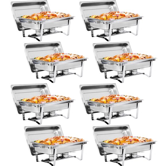 ZENY Packable Chafing Dish Wedding Buffet Stainless Steel Serving Dish Silver 8QT Set of 8