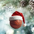 thumbnail image 4 of JoyMoreHome Christmas Acrylic Basketball Decor with Christmas Hat, Durable Decorative Pendant for Christmas Tree, Door Signs, Fireplace, Gift for Friends and Families, 4 of 7
