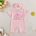 thumbnail image 2 of KPOPLK Baby Girl Romper Infant Fall Winter Clothes Ruffle Sweater Short Sleeve Bodysuit Jumpsuit and Headband for 0-18 Months Size 0-3 Months,Pink, 2 of 4