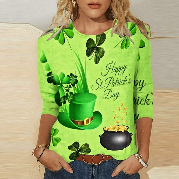 Up to 30% off, zanvin Womens St. Patrick's Day Casual Sweatshirt Long  Sleeve Shirts Irish Cute Pullover Tops,Green,L 