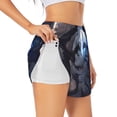 thumbnail image 1 of Balery Black And Blue Lightning Dragon Pantalones cortos deportivos para mujer con forro y dos bolsillos, elásticos, para entrenamiento, gimnasio, yoga-Small, 1 of 7