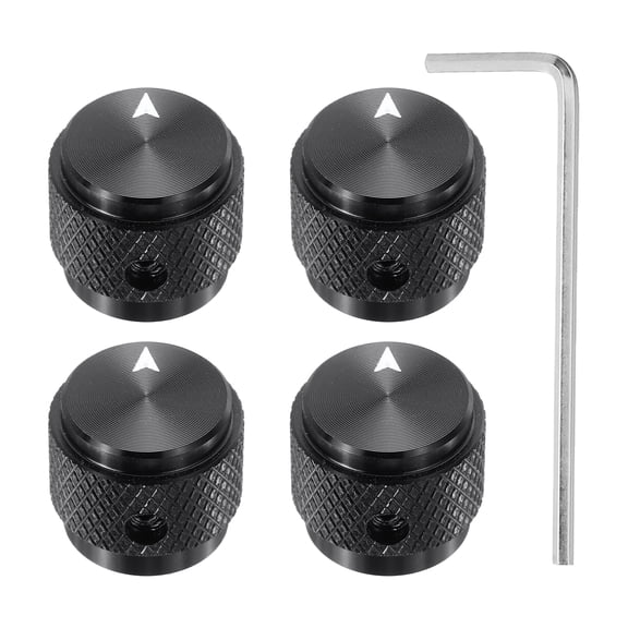 Uxcell 4 Pcs Aluminium Potentiometer Knobs, 1/4"(6mm) IDx5/8"(15mm) ODx1/2"(13mm) Height Universal Volume Tone Control Knobs for Guitar, Bass, Arrow Indicator, Black