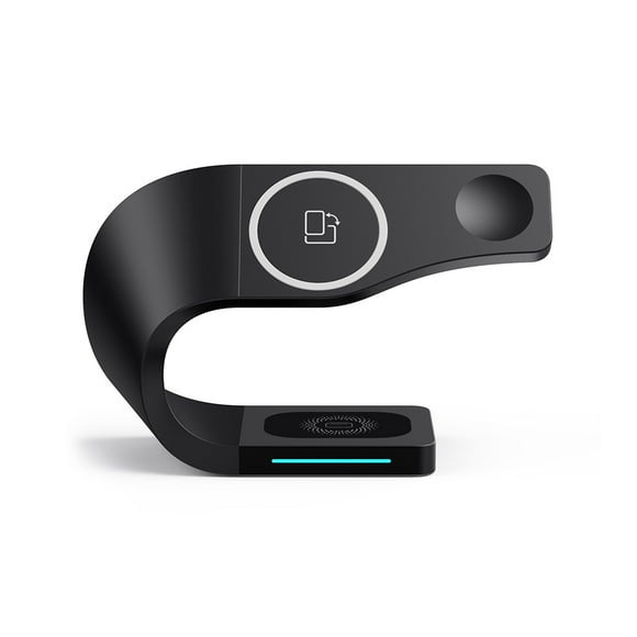 15W Cargador de tableta para teléfono móvil Estación de carga inalámbrica Soporte de aleación de zinc 4 en 1 Estuche para auriculares Reloj inteligente para el dormitorio en casa Negro seitruly EL005029-01B