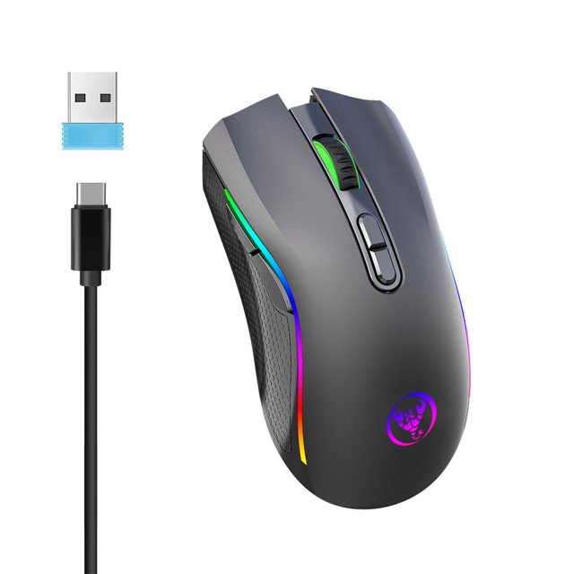 Dsseng Wireless Gaming Mouse with RGB Backlight 2.4G Gaming Mouse Wireless Optical Computer Mice 4800 DPI Ergonomic Laptop PC Mouse for Windows Illuminated Mouse
