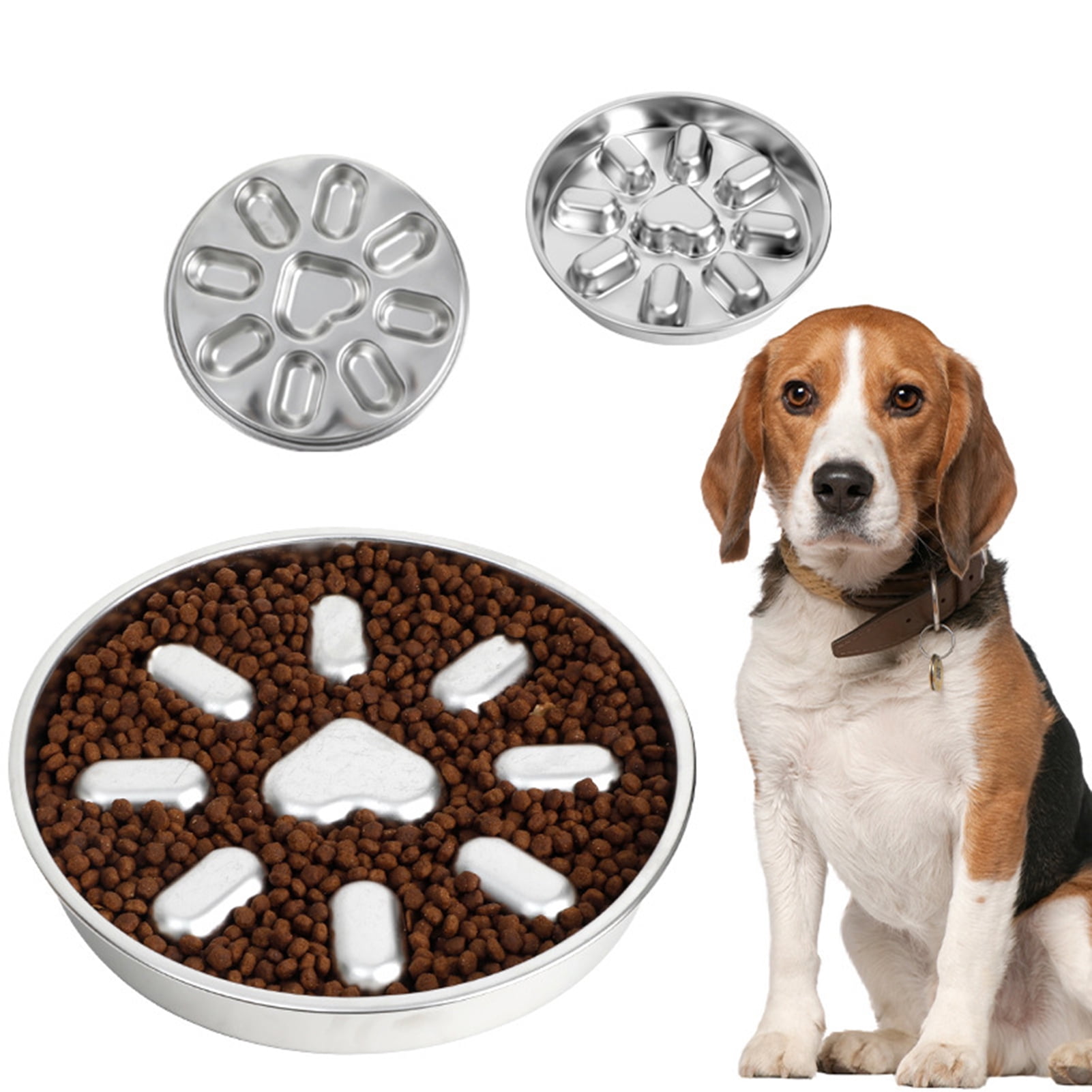YIFAEUX Pet Slow Food Bowl Anti-Slip Design Promotes Slow Feeding Stainless Steel Pet Dog Bowl for Small to Medium Dogs
