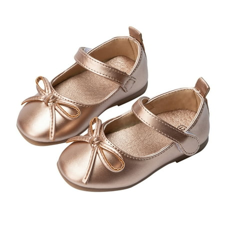 

Cathalem Sandals Size 7 Toddler Kids Leather Princess Shoes With Bow Non Slip Children Ballet Girl Student Shoes Girls Sandals Gold 2.5 Years
