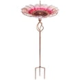 thumbnail image 1 of Glass Bird Bath Outdoor Birdbaths Garden Birdfeeder with Metal Stake Pink(Height:31ih), 1 of 7