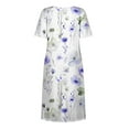 thumbnail image 5 of Ecqkame Women's 2025 Summer Dresses Floral Casual Loose Beach Dress Short Sleeve Crew Neck Flowy Long Dress with Pockets 02-Whit XXL, 5 of 5