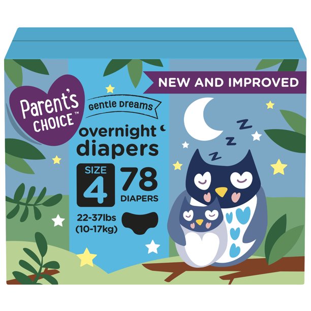 Parent's Choice Gentle Dreams Overnight Diapers, Size 4