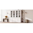 thumbnail image 4 of Retro Style Glass-Door Display Cabinets with Triangle Bookshelves - Space-Saving White Storage for Hallways, Living Rooms & Offices (2 Units, 75.25" Tall), 4 of 9